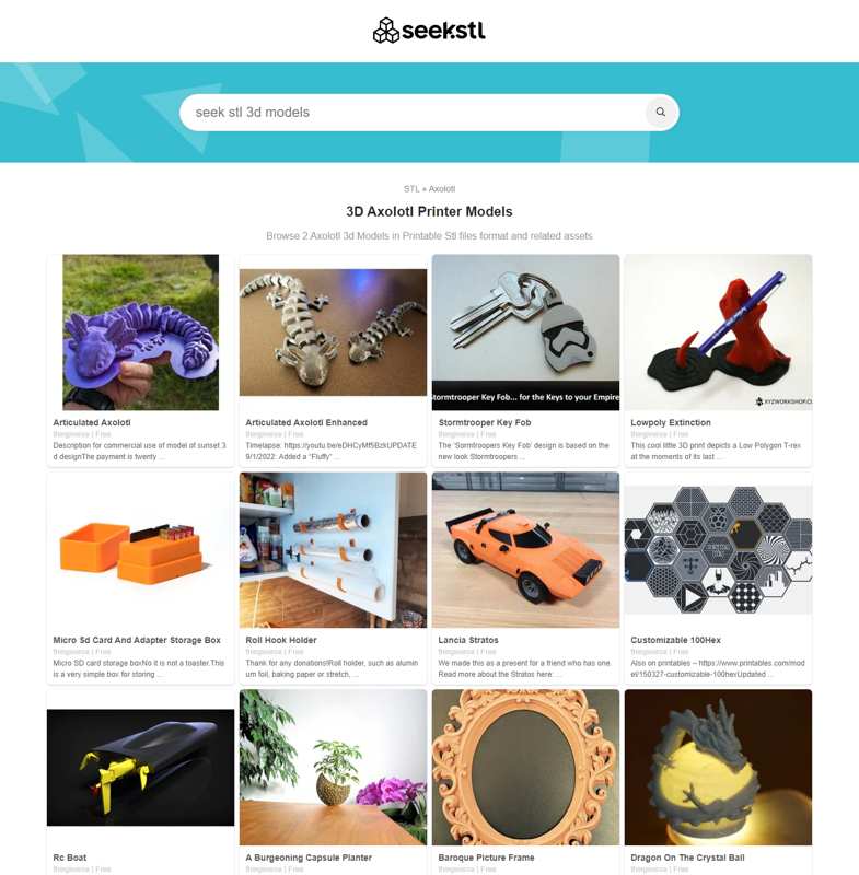 Axolotl 3d printer files stl 3d models seekstl