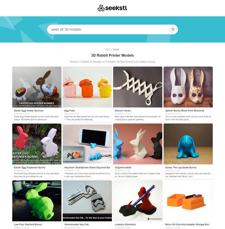 Rabbit 3D Printer Files - STL 3D Models - SeekStl
