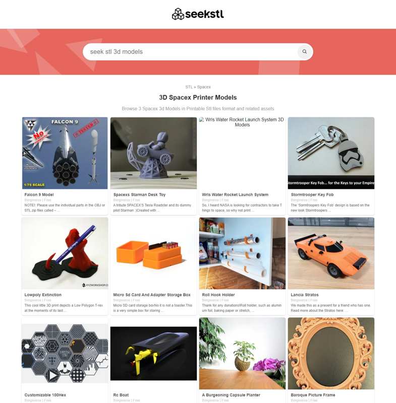 Spacex 3D Printer Files STL 3D Models SeekStl