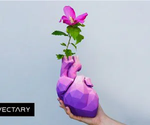Low Poly Heart Vase 3D Models