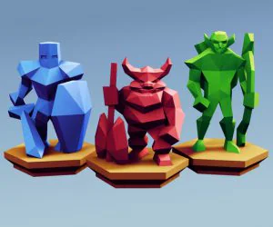 Low Poly Fantasy Tabletop Alliance Base Units 3D Models