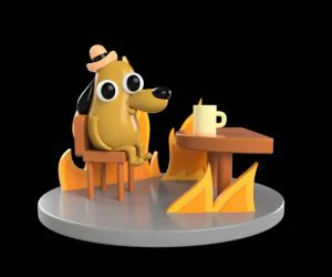 “This Is Fine” Dog 3D Models