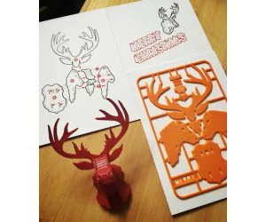 Christmas Reindeer Kit Card 3D Models