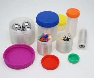 Customizable Container With Knurled Lid 3D Models