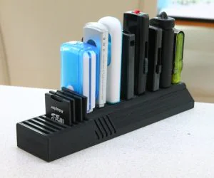 Usb And Sd Card Holder For Wide Usb Sticks 3D Models