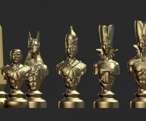 Complete Egypt Chess Set 3D Models