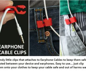 Earphone Cable Clip 3D Models