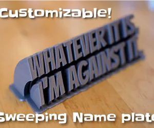 Sweeping 2Line Name Plate Text 3D Models