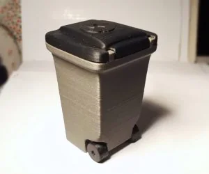 Mini Trash Can With Moving Wheels 3D Models