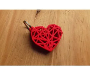 Geometric Heart Key Ring 3D Models