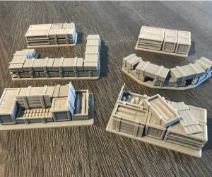 Warhammer 30K 40K Terrain Crates Pallets Defenses 3D Models