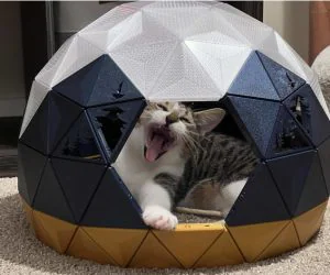 Geodesic Dome Cat House Pine Tree Cutouts 3D Models