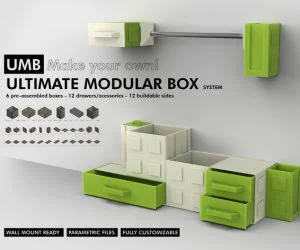 Umb Ultimate Modular Box System More Than 30 Parametric Parts For You Customize Your Storage 3D Models