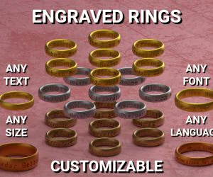 Customizable Engraved Rings 3D Models