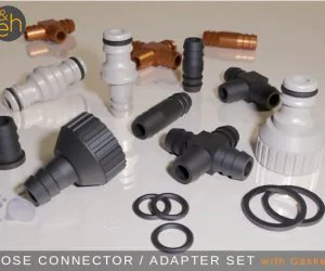 Hose Connector Adapter Set Gardena R Quickconnect Compatible 34″ Faucets And 12″ Hoses 3D Models