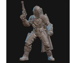 The Mandalorian With Upgraded Beskar Armor Miniature 3D Models