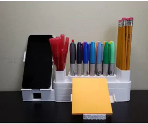 Desk Organizer With Phone Holder And Sticky Notes Studentdesignchallenge 3D Models