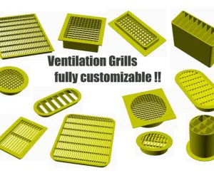 Fully Customizable Ventilation Grill 3D Models