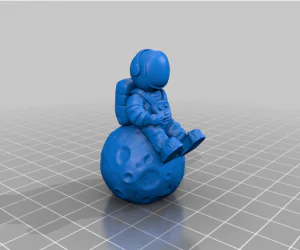 Astronaut Sitting On The Moon Complete And 2 Parts 3D Models