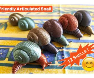 Friendly Articulated Snail With 12 Different Shells 3D Models