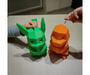 Low Poly Pokemon Piggy Bank Flowalistik Design 3D Models