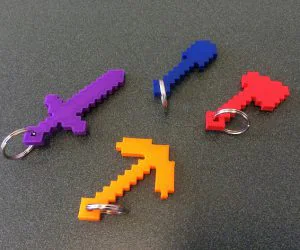 Minecraft Tools With Keychain Hole 3D Models
