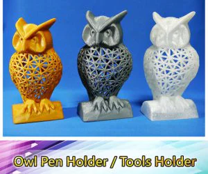 Owl Pen Holder Tools Holder 3D Models