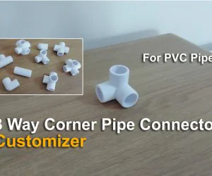 3 Way Corner Pipe Connector Customizer 3D Models