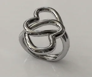 Knotted Hearts Ring 3D Models