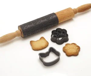 Neko Baking Set Cat Cookie Cutter Rolling Pin 3D Models