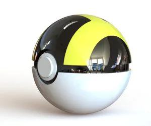 Ultra Ball Fully Functional Pokeball With Button And Hinge 3D Models