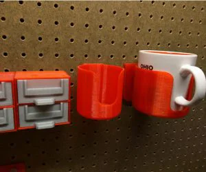 Pegboard Mounted Coffee Cup Holder 3D Models