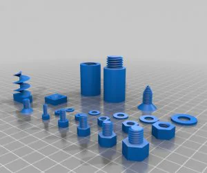 Screw Threads Holes Bolts Nuts And Rods Library 3D Models