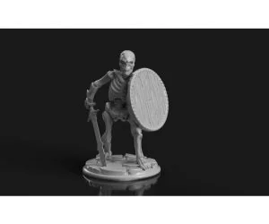 Skeleton With Longsword And Round Shield 3D Models
