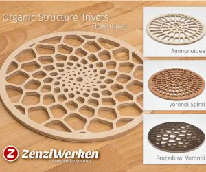 Various Organic Structure Trivets Cnclaser 3D Models