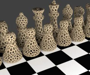 Chess Set Voronoi Style 3D Models