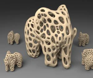 Elephant Voronoi Style 3D Models
