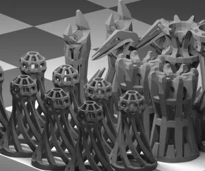 Wireframe Chess Set 2.0 3D Models