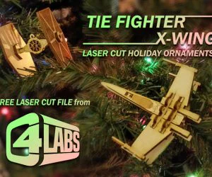 Tie Fighter Xwing Laser Cut Ornaments C4 Labs 3D Models
