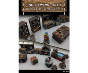 Inn Tavern Items Set 2 Kitchen And Food 28Mm Gaming Sample Items 3D Models