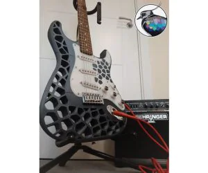 3D Printed Guitar Body Stratocaster Type Voronoi 3D Models