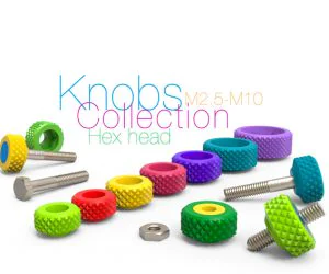 Knobs Collection For Bolt Hex Head And Nut M2.5M10 3D Models