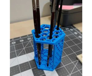 Hexagonal Paint Brush Stand 3D Models