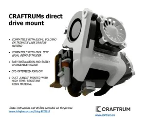 Craftrums Direct Drive With Bmg Extruder And E3Dv6 3D Models