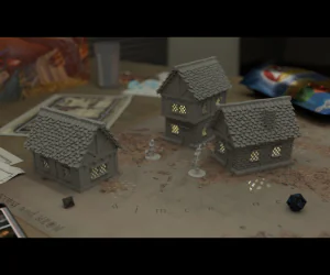 Medieval Houses With Lights 28Mm 3D Models