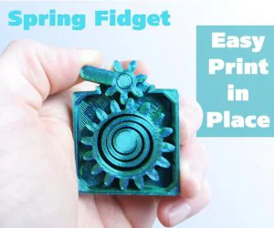 Fidget Gear Spring Print In Place Easy Small 3D Models