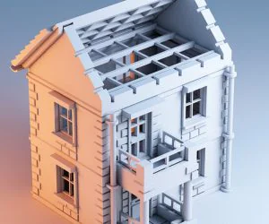 Printable Town House 1 3D Models