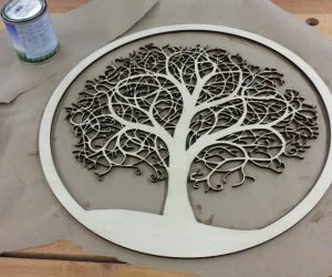 Laser Cut Tree In A Round Frame 3D Models