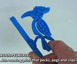Woodpeckerz… Moving One Piece Print That Pecks Pegs And Clips 3D Models