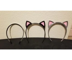 Wearable Cat Ears Hair Band Rigid And Flexible Options 3D Models